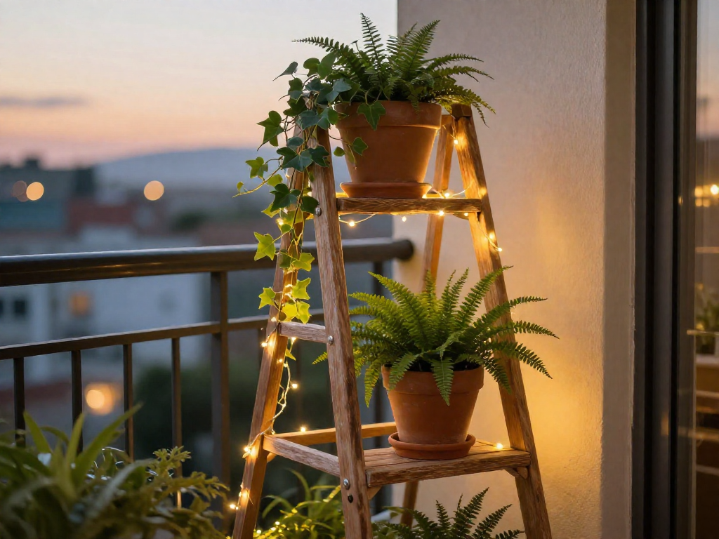 Repurpose an Old Ladder into a Rustic Plant Stand