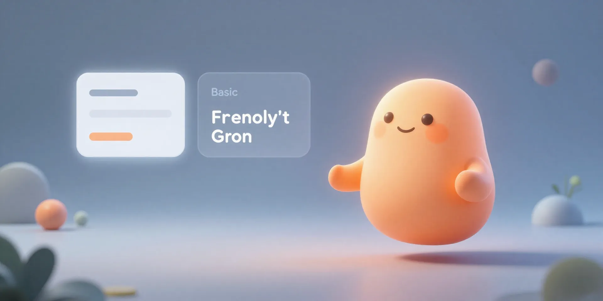 Stable Diffusion prompt: friendly, calm cartoon character made of soft orange light floating in a simple, serene digital space, guiding the user through basic meditation concepts visualized as clean UI elements and calming geometric shapes, positive and welcoming, --style raw