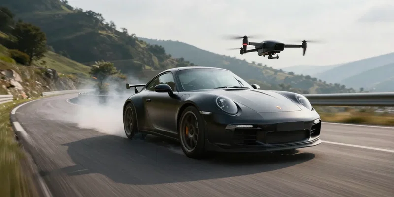 Tracking Vehicles with a Racing Drone Camera Angles