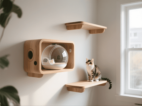5 Wall-Mounted Cat Shelves That Incorporate a Hamster Habitat