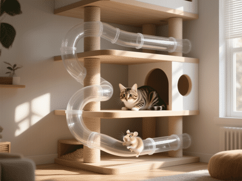 How to Build a Cat Tree with a Built-In Hamster Tube Network