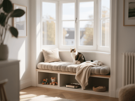 Balcony & Bay Window Ideas: Integrated Pet Stations for Small Homes