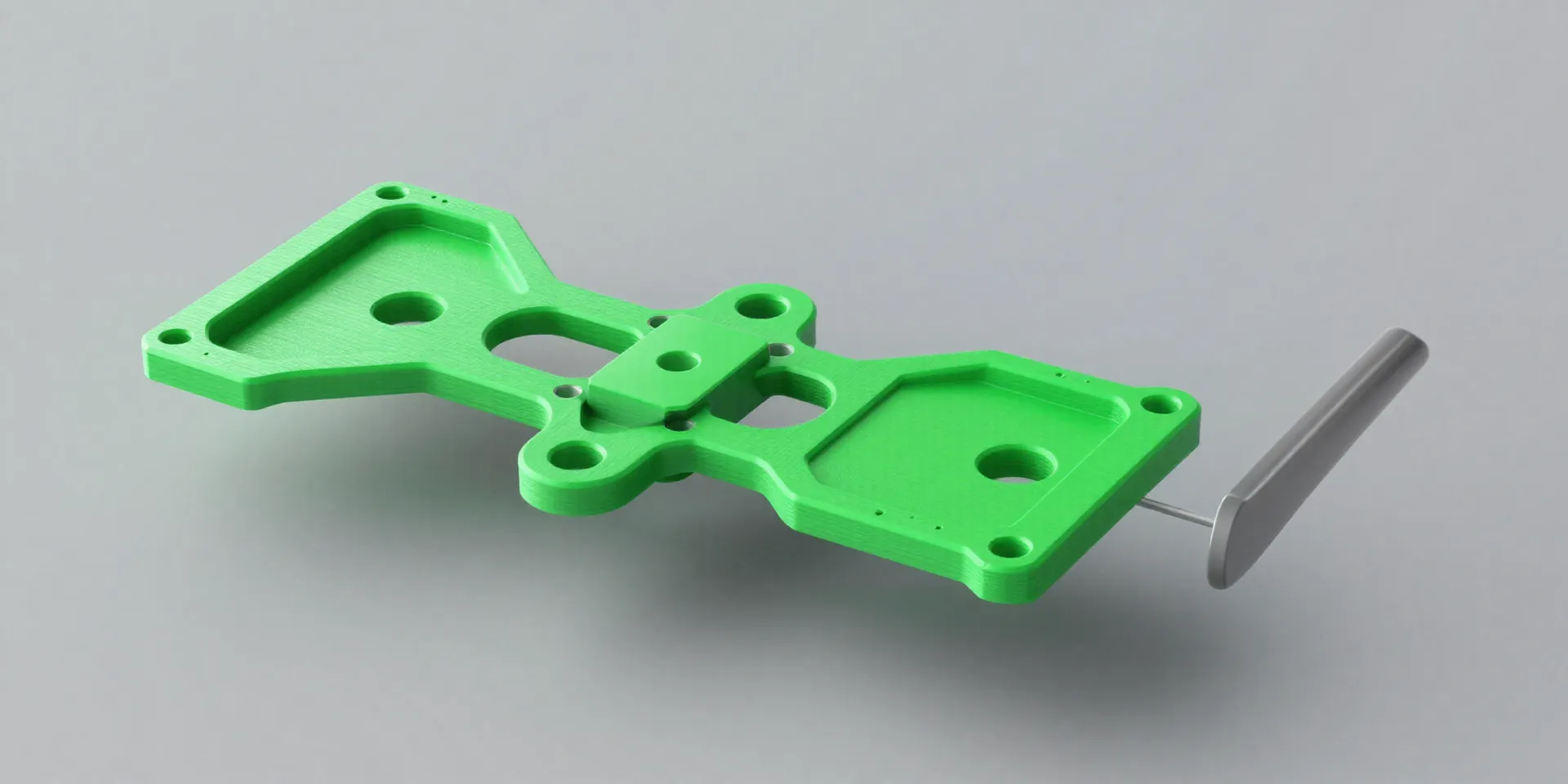 3D rendered exploded view of a bright green TPU 3D printed antenna mount attaching to rear drone standoffs, technical diagram style, highly detailed, photorealistic --ar 16:9