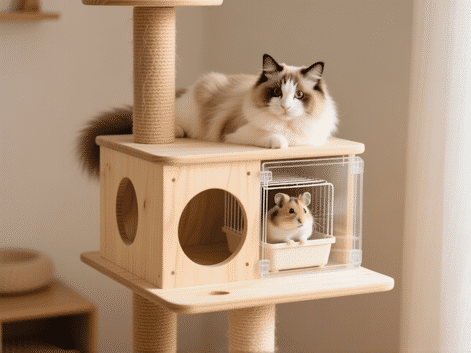 Building a Cat Tree with Hollow Platforms for Hamster Cage Integration