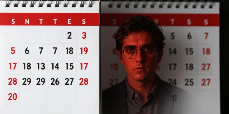 Side-by-side visual: Left side shows a calendar with a daunting red 