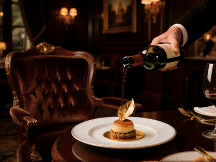 Victoria and Alberts Disney Fine Dining cinematic photo, ultra-luxurious setting inside Disney's Grand Floridian. A single