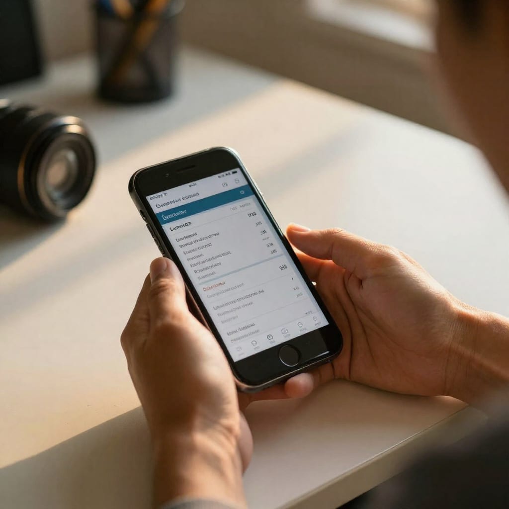 Hands holding a smartphone with auto loan comparison details on the screen