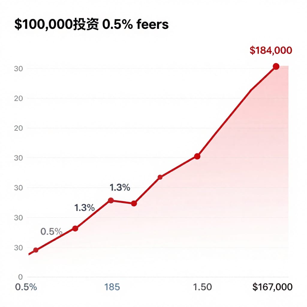 Line graph illustrating fee impact on retirement savings over 30 years