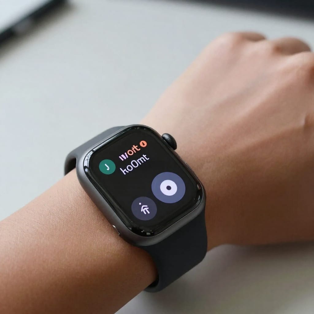 Smartwatch displaying movement reminder alert on wrist