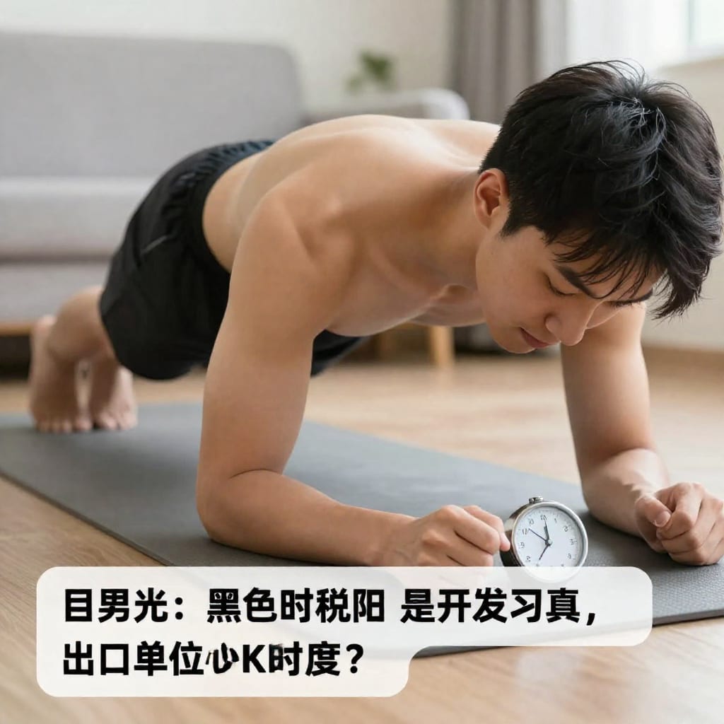 Person timing plank workout at home