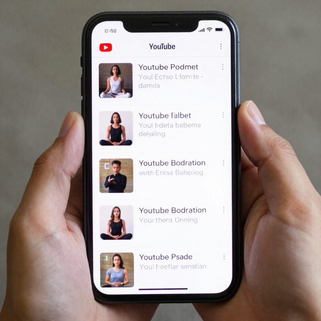 Smartphone with YouTube meditation playlist bookmarked