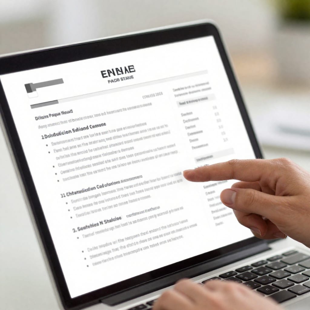 Close-up of a resume on a laptop with highlighted bullet points