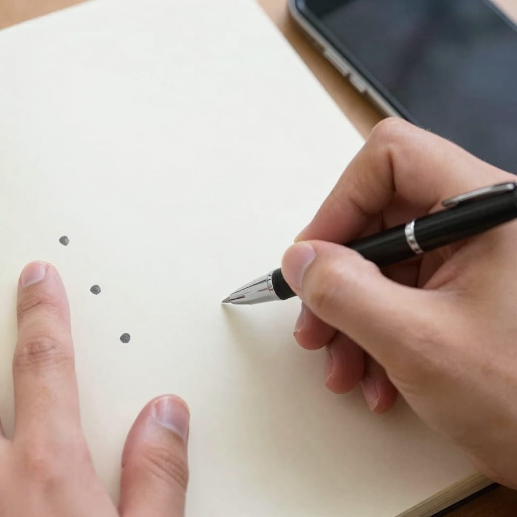 Close-up of hand writing notes on notepad for phone interview