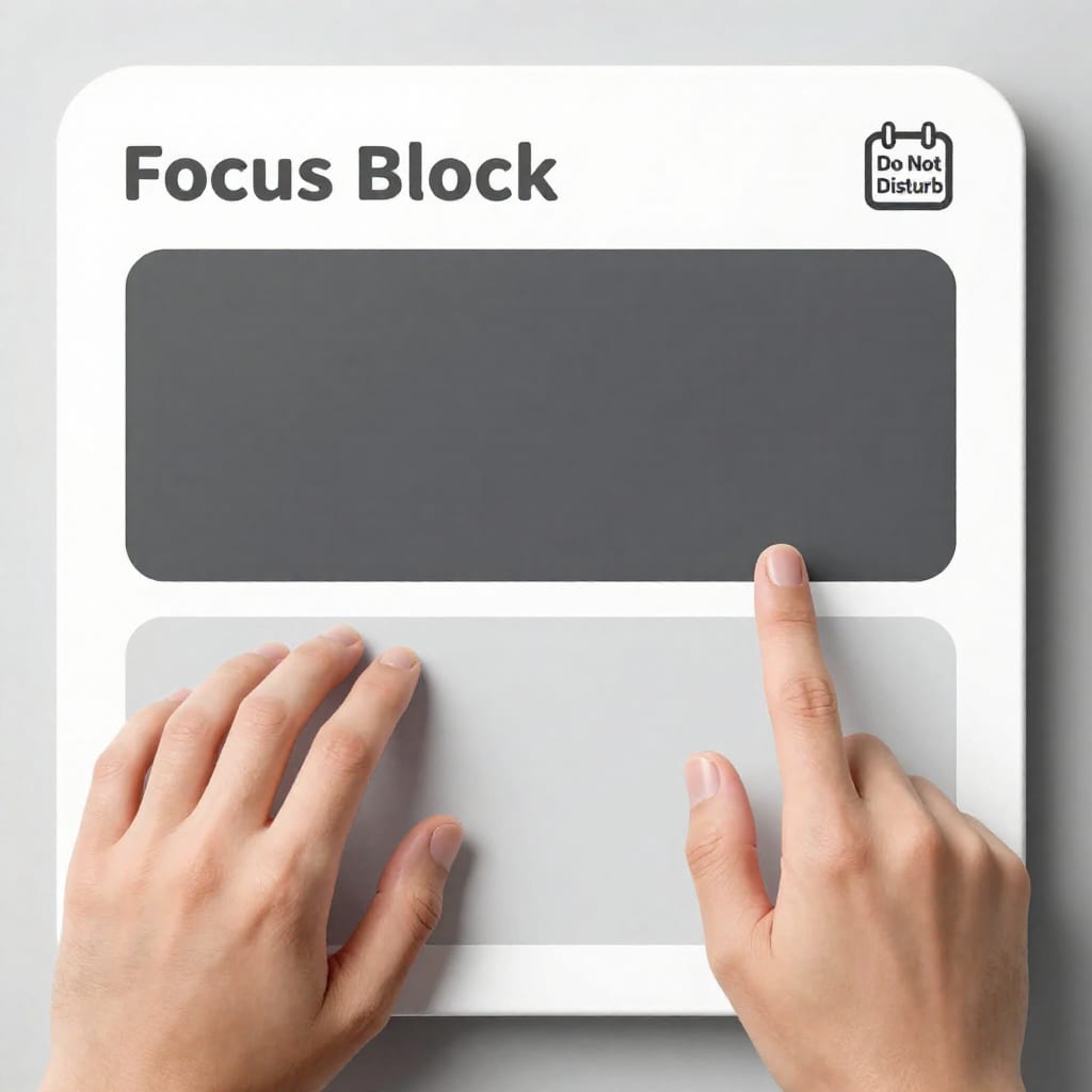 Calendar with focus blocks and do not disturb icon