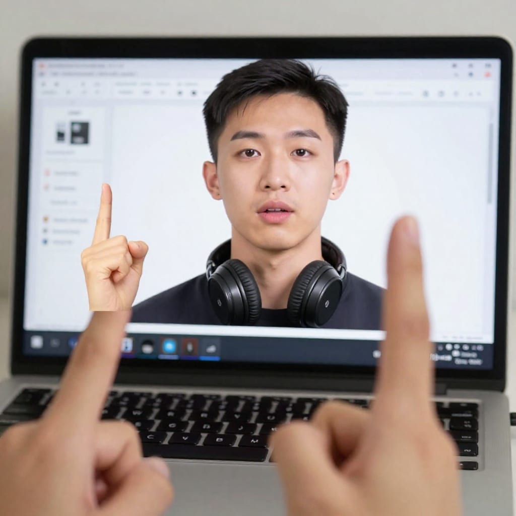 Participant practicing hackathon pitch for remote demo