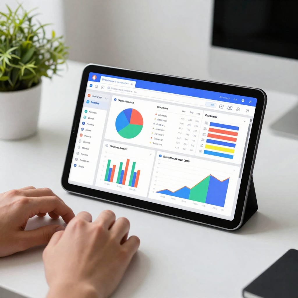 Data visualization dashboard on a tablet