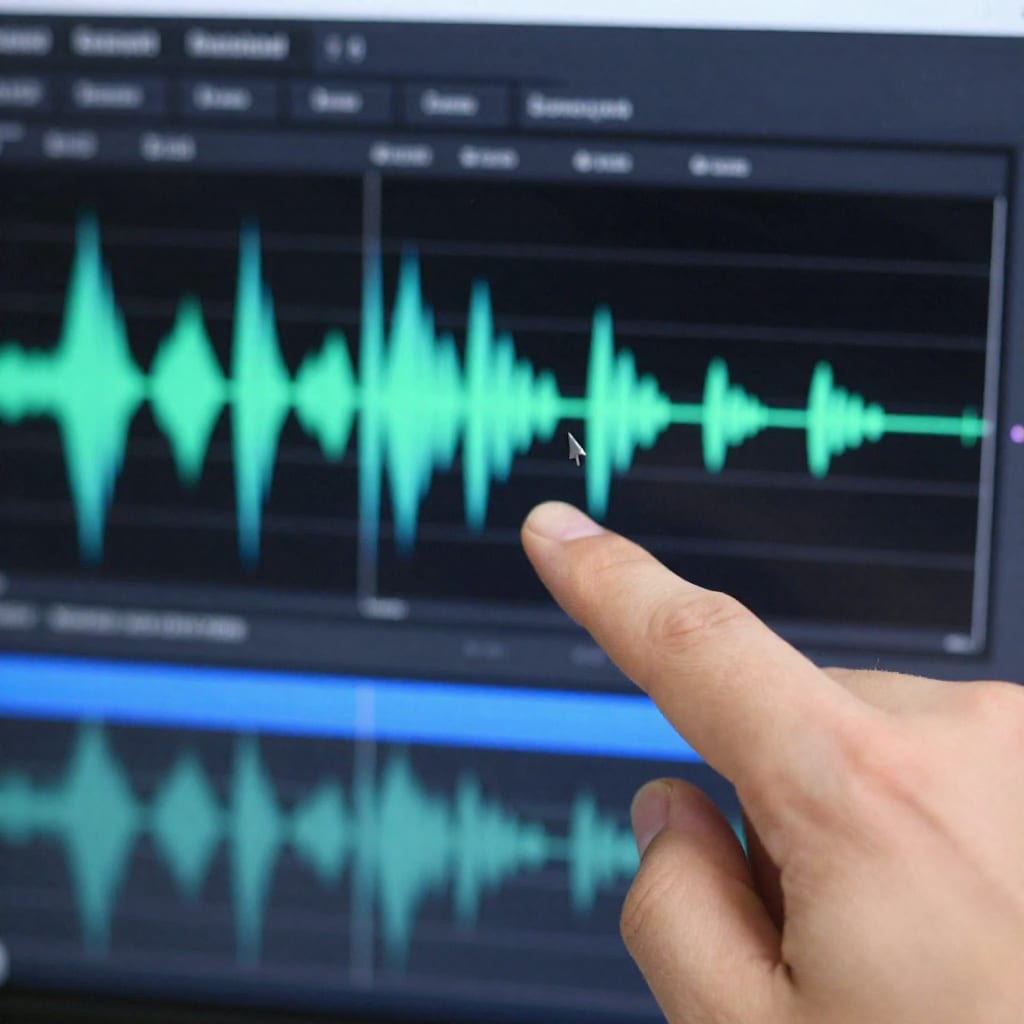 Audio waveform editing software with noise reduction plugin cursor