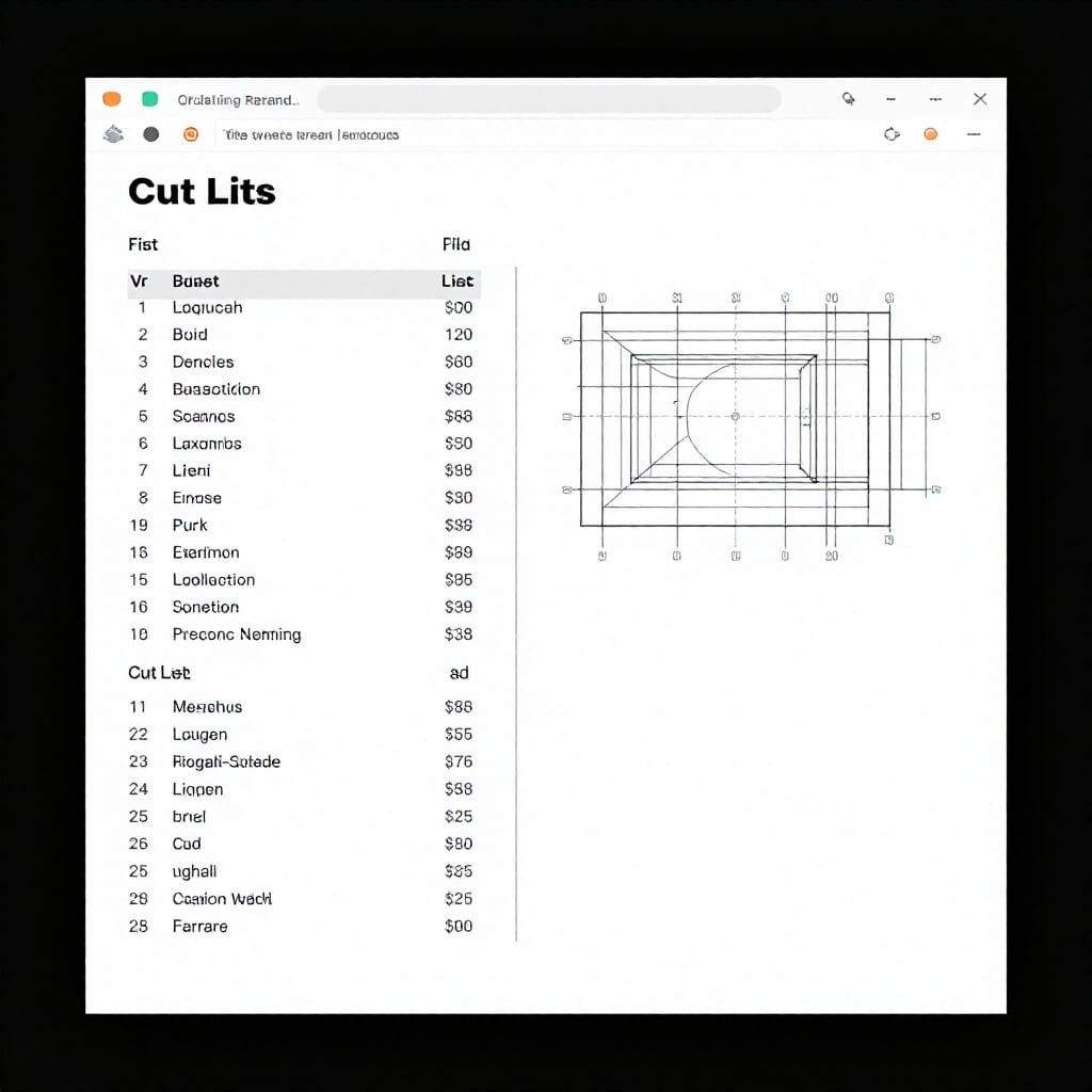 Woodworking plan PDF showing cut list and assembly diagram