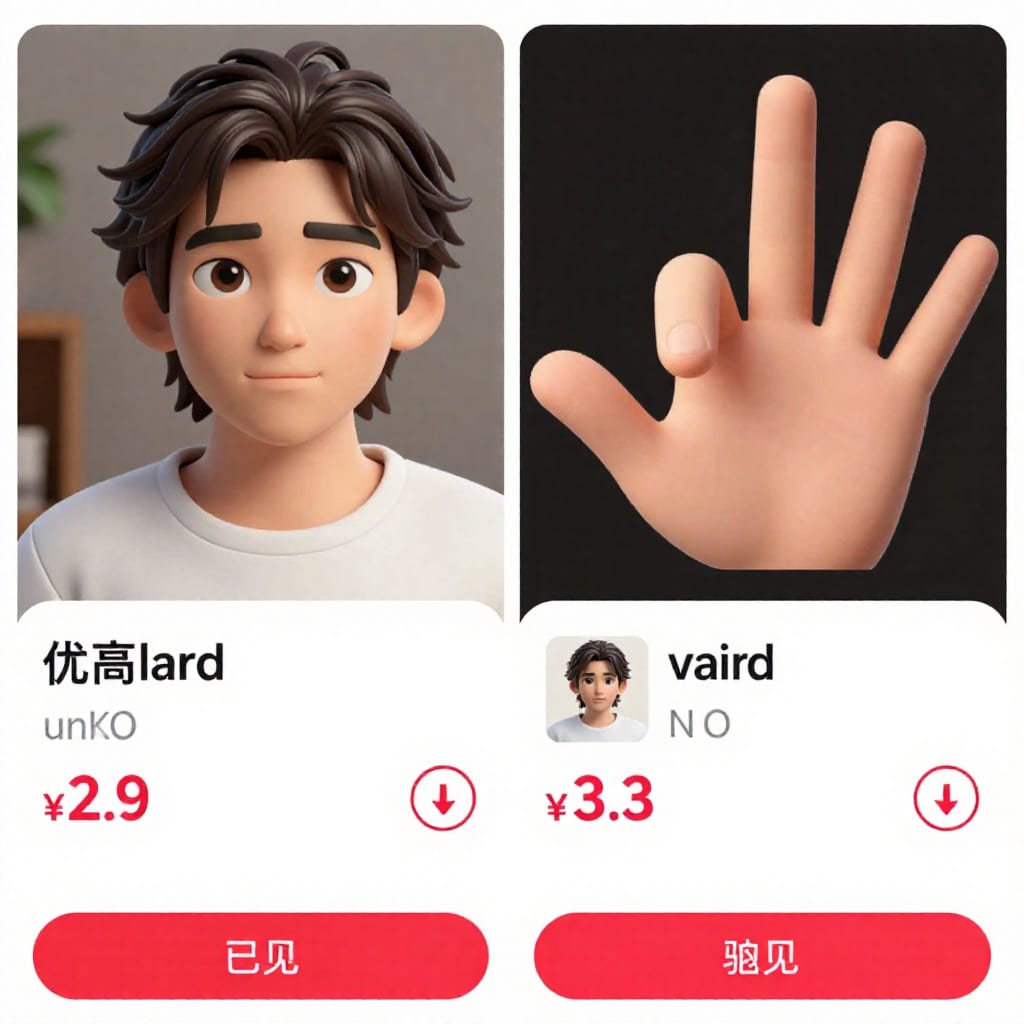 3D marketplace listing page with fantasy character model and price tag