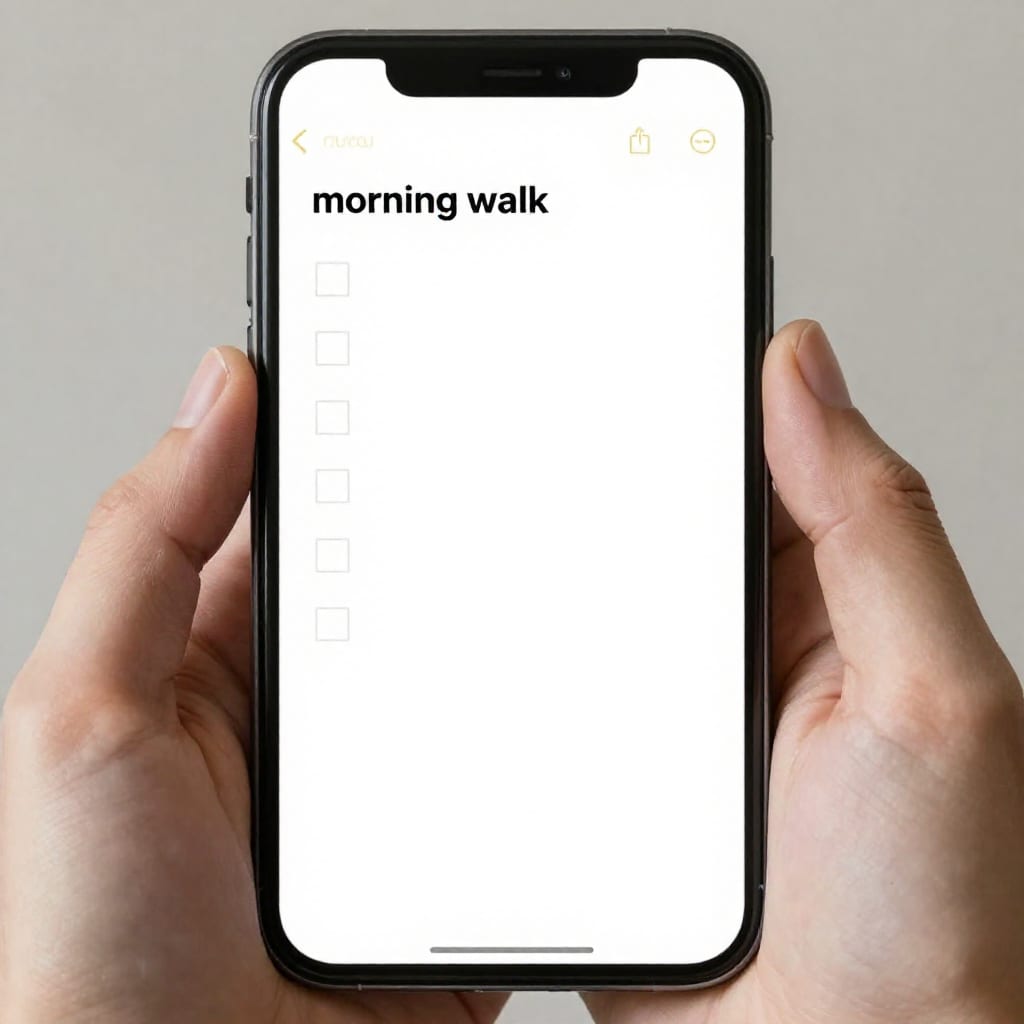 Flow app checklist with timer counting down 10 minutes for morning walk