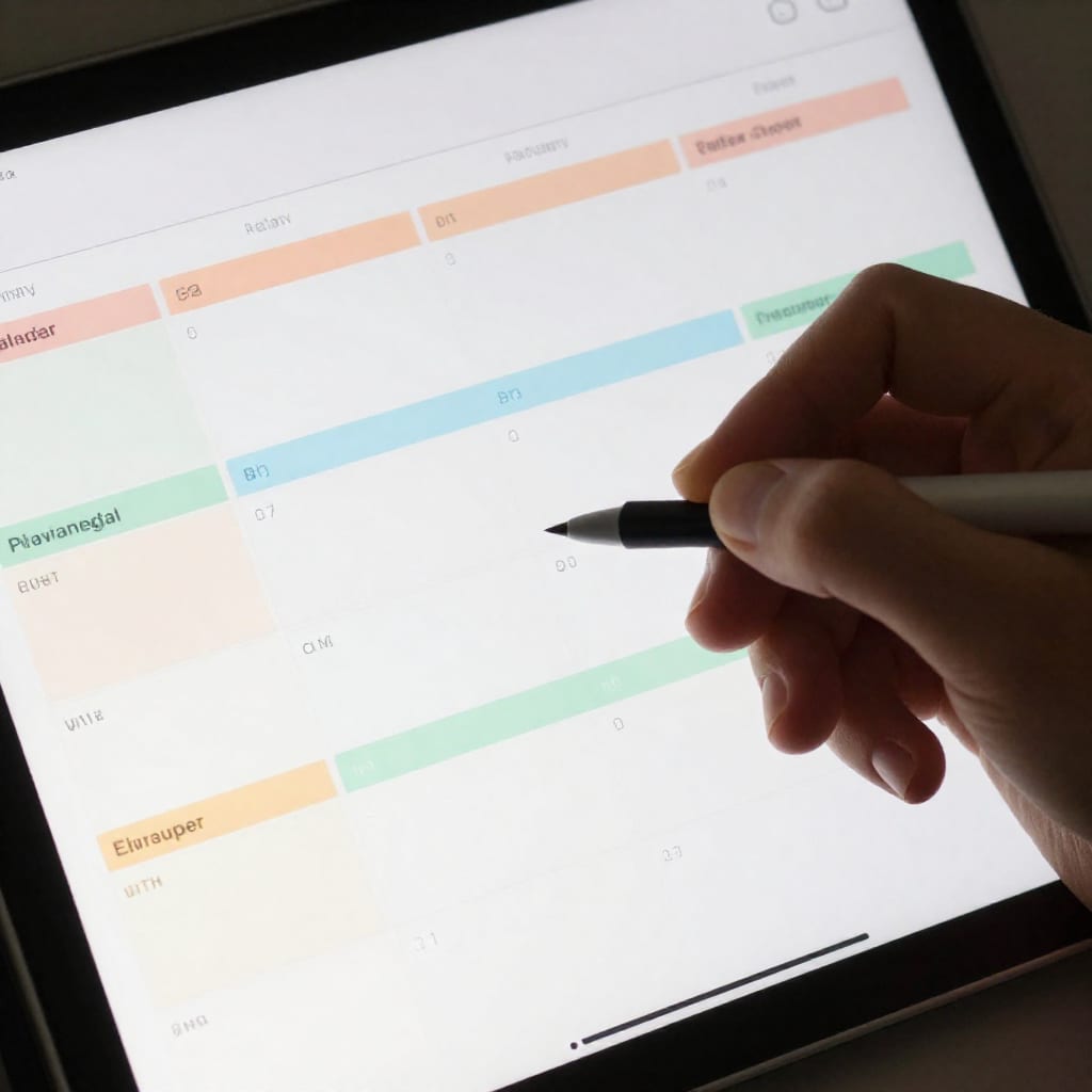Planner weekly schedule on tablet