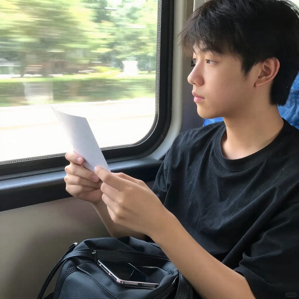 Student reviewing flashcards on a bus as part of no-phone zone gap time