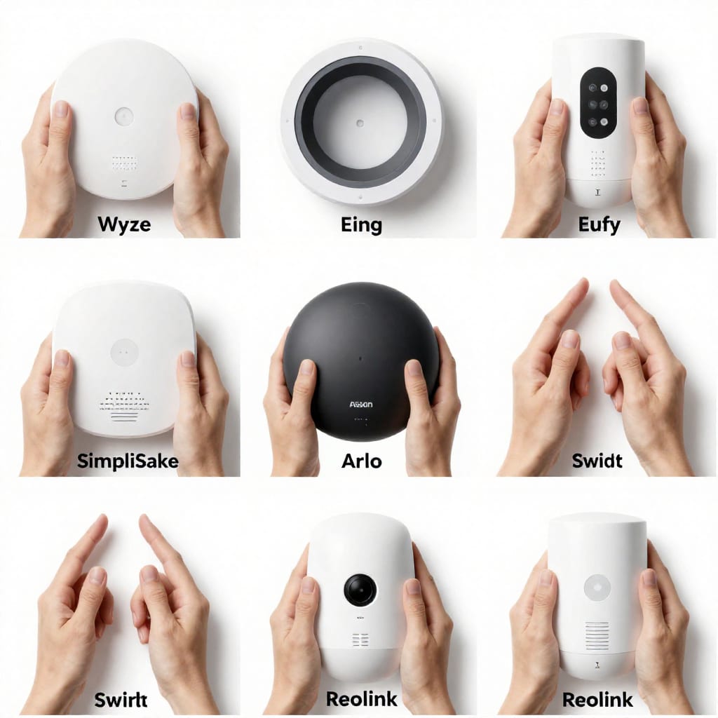 Collage of seven DIY security systems with labels and prices