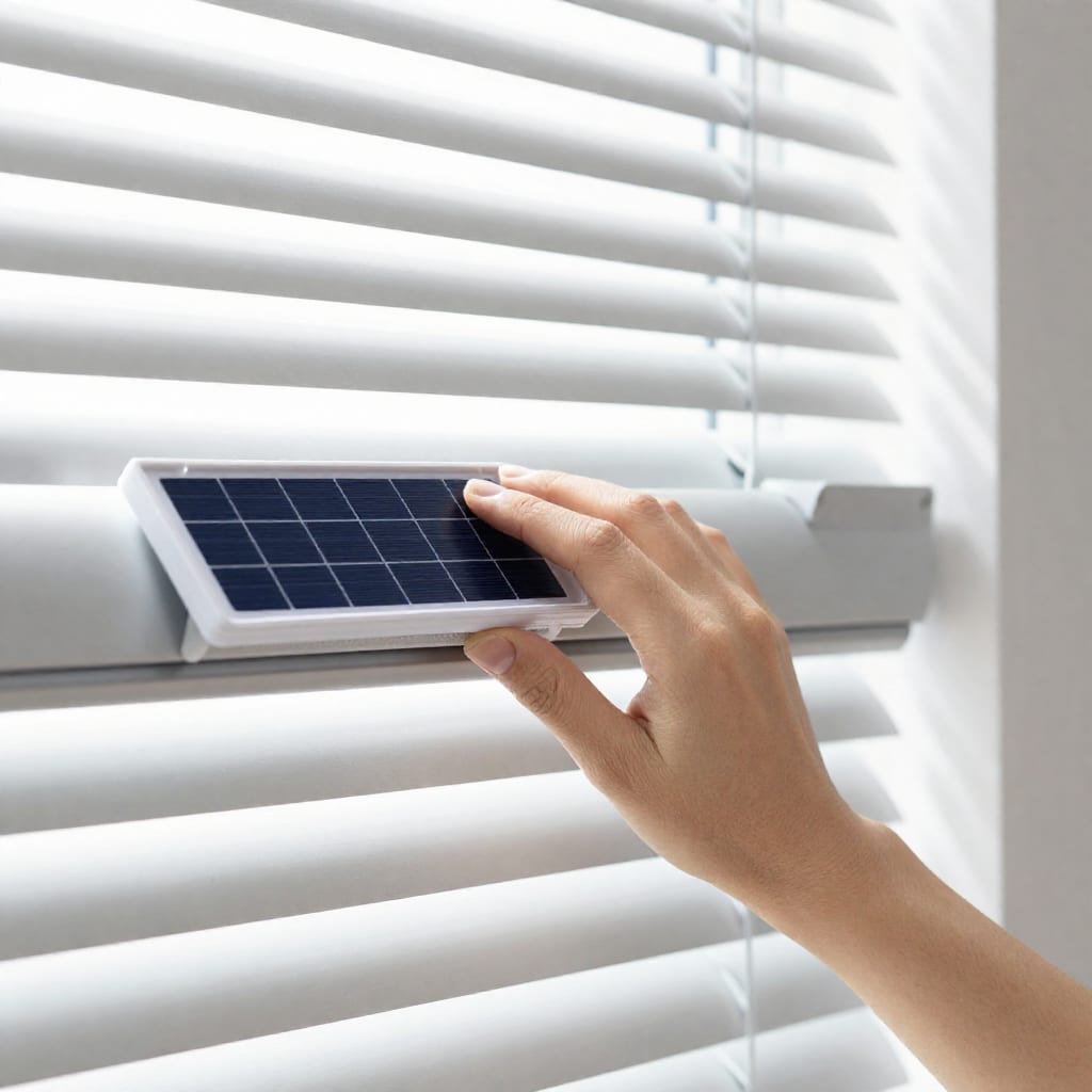 SolarGrip smart blind controller motor on blinds with solar panel