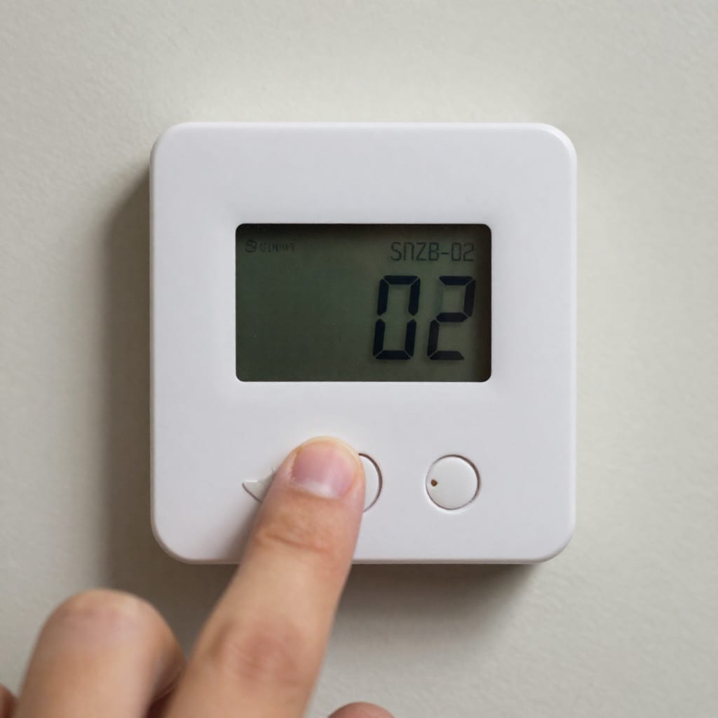 Sonoff SNZB-02 temperature sensor mounted on wall