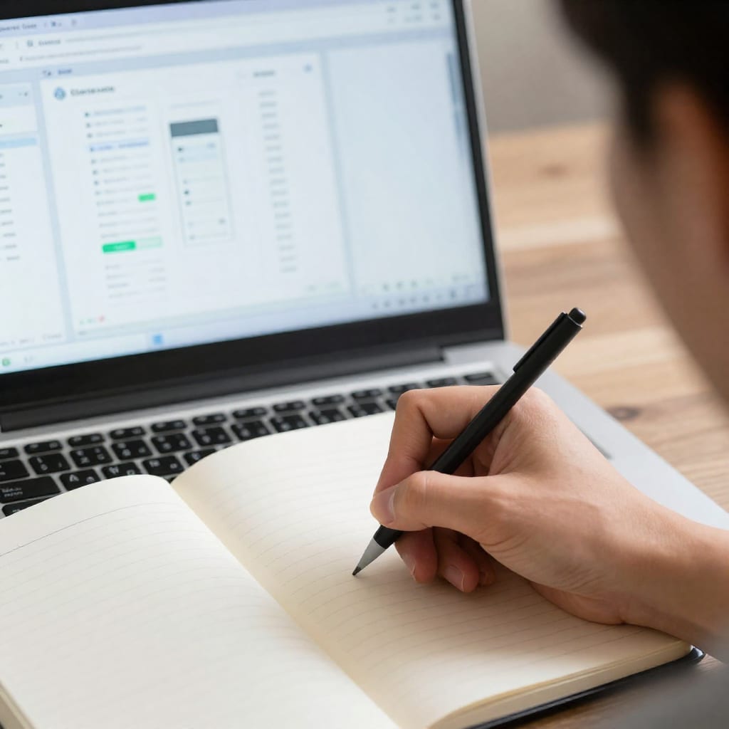 Notebook and laptop with smart home device audit spreadsheet