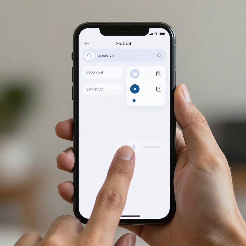 Hubitat smart home dashboard on smartphone showing device status