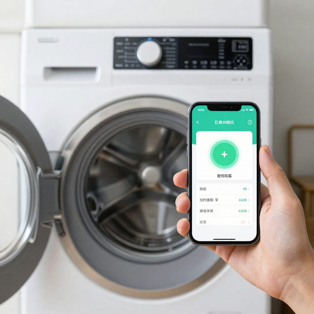 Smart washer and dryer with phone app showing energy savings
