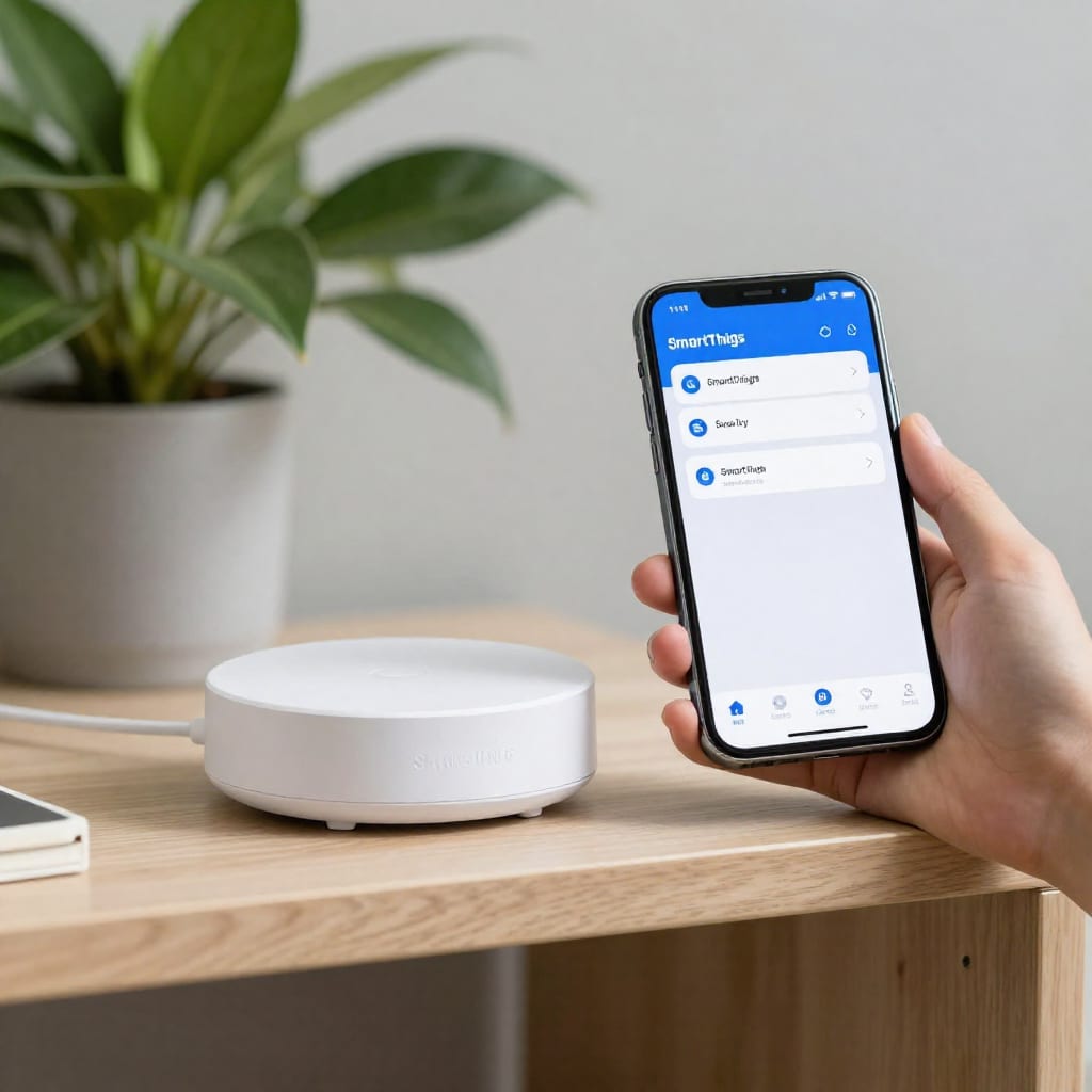 Samsung SmartThings hub with smartphone app