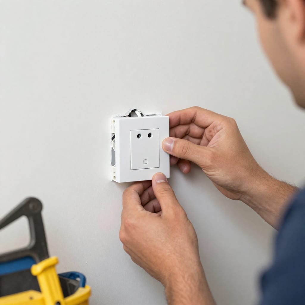 Electrician installing smart switch with neutral wire during new home construction