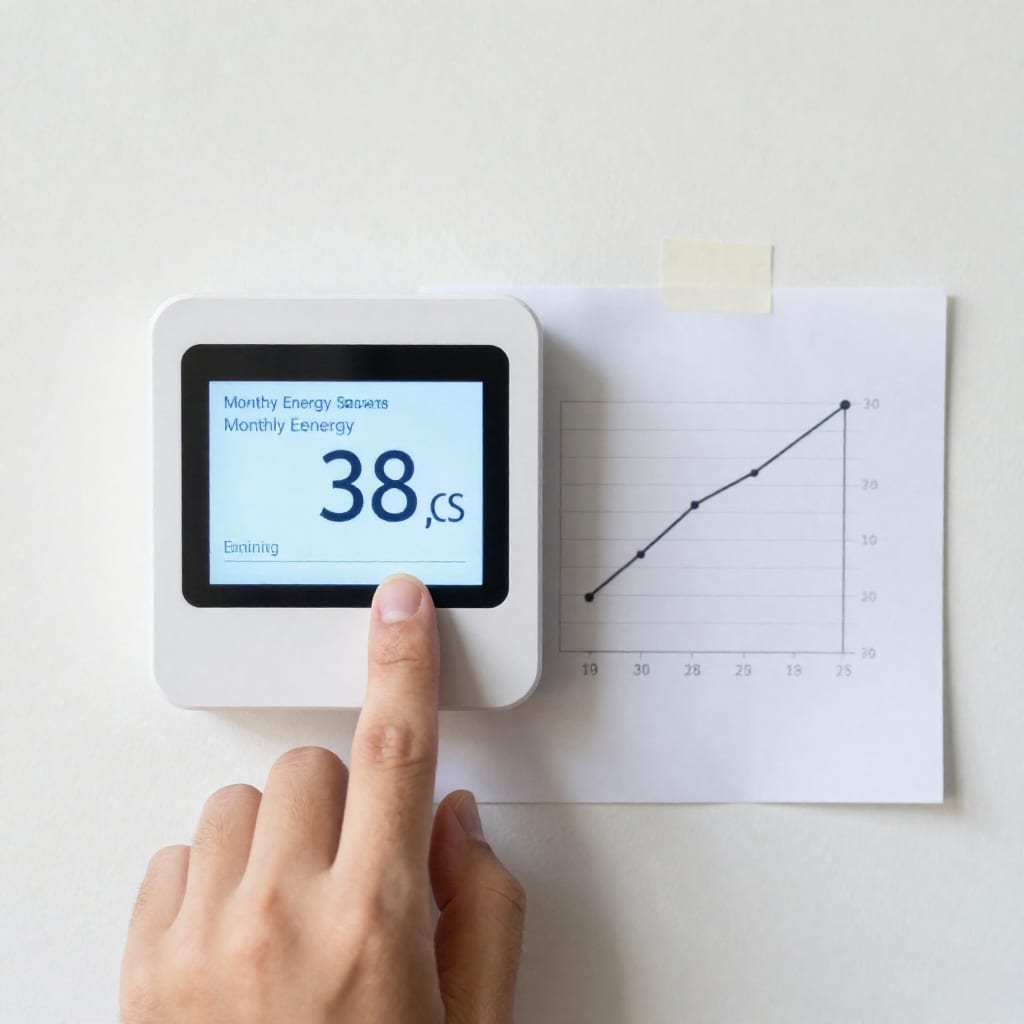 Smart thermostat with printed energy savings graph