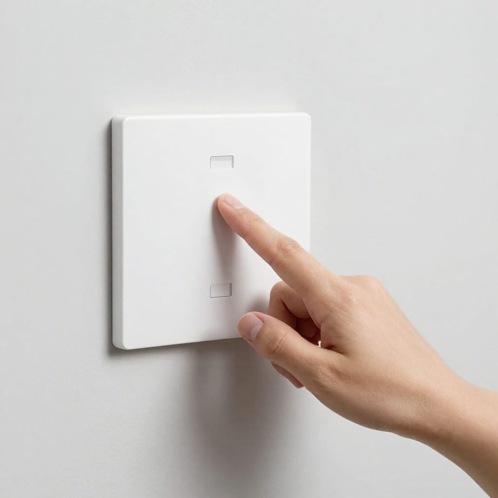 Homeowner activating smart lighting scene for home showing