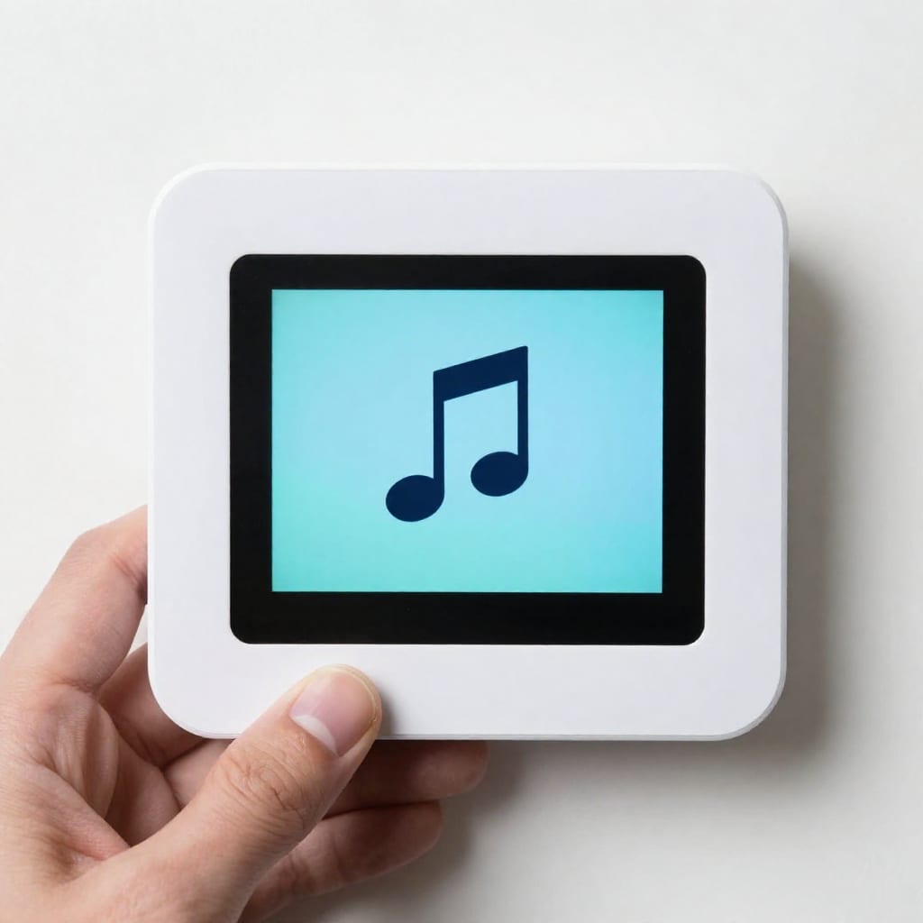 Smart thermostat set to a party temperature with a music note icon