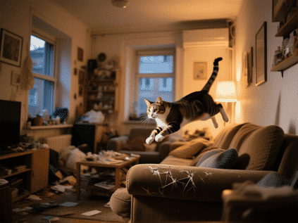A-Frame Cat Scratcher with a Built-In Hamster Cage Base
