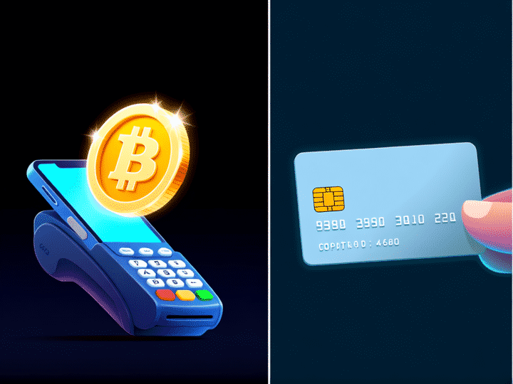 Split-screen visual concept. Left side: a shining, unique encrypted token symbol moving from a phone to a payment terminal. Right side: a dull, static credit card number being copied. Digital art, clean, symbolic, glowing elements, dark background.